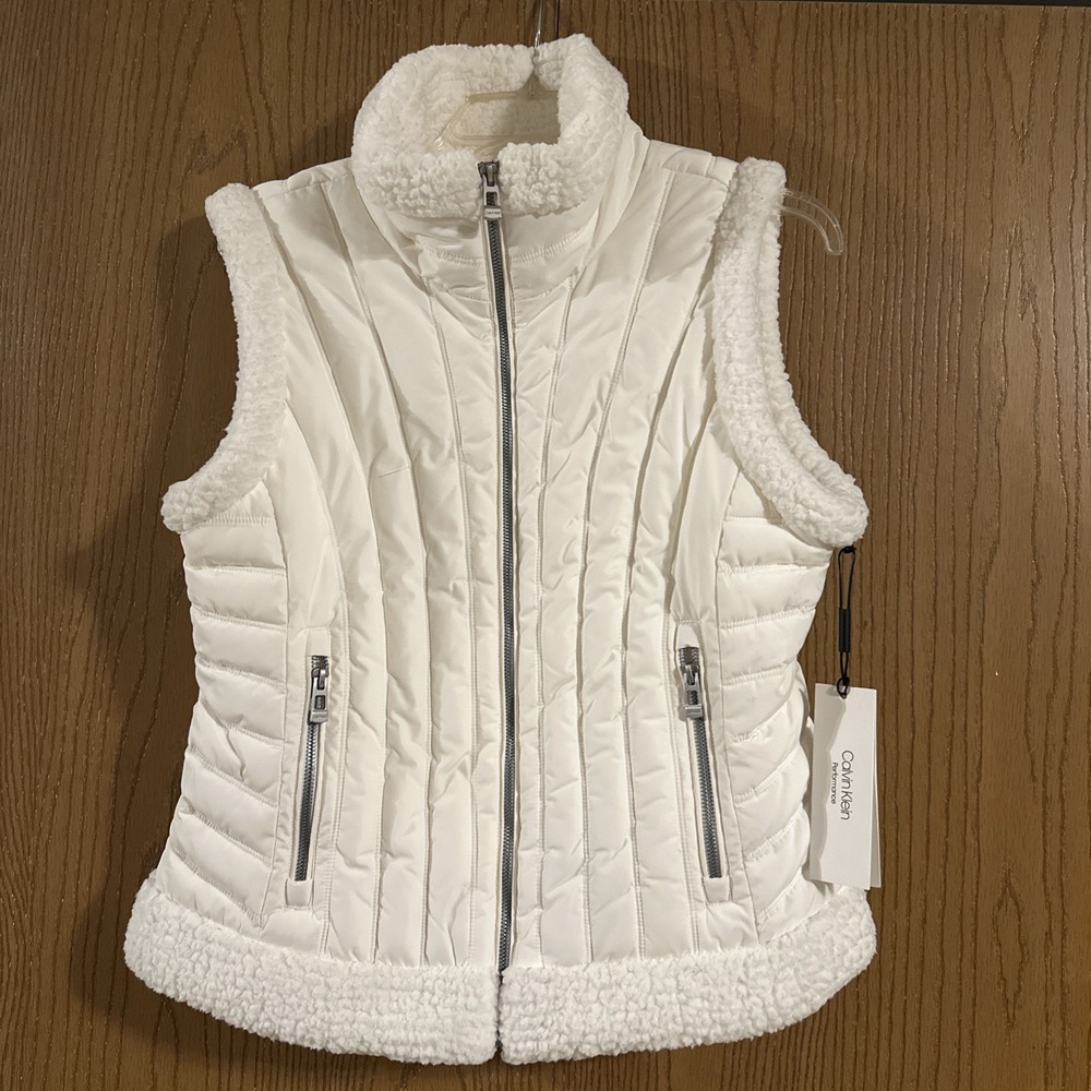 NWT Calvin Klein Performance Women Off-White Color Winter Vest Size M